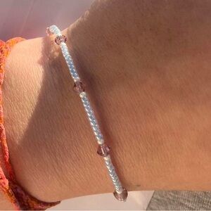 Handmade Elegant Silver and Purple Beaded Bracelet